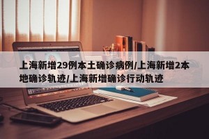 上海新增29例本土确诊病例/上海新增2本地确诊轨迹/上海新增确诊行动轨迹