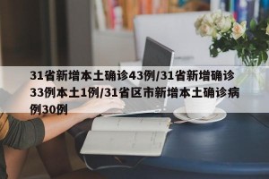 31省新增本土确诊43例/31省新增确诊33例本土1例/31省区市新增本土确诊病例30例